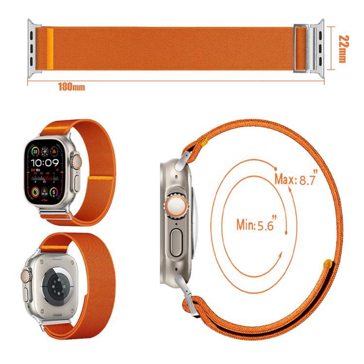 Bracelet de montre en nylon élastique à boucle unique réglable, compatible avec les Apple Watch 46 mm / 49 mm / 45 mm / 44 mm et 42 mm / 41 mm / 40 mm / 38 mm.
