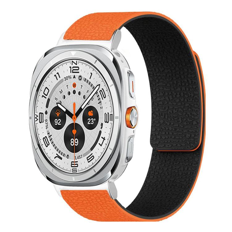 Bracelet de montre en silicone magnétique doux texturé Litchi, Pour Samsung Galaxy Watch Ultra 47mm / Ultra 2025, Pour Samsung Galaxy Watch8 / 8 Classic