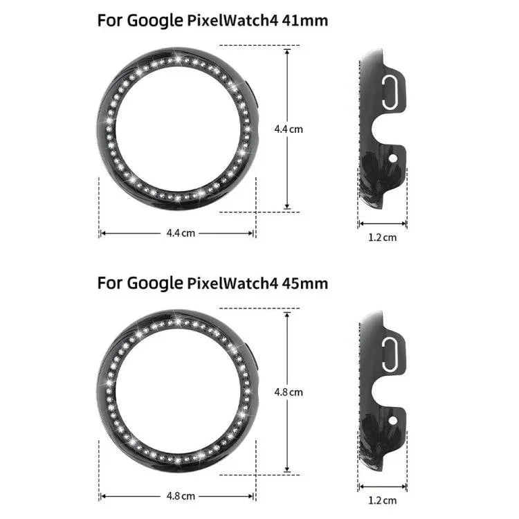 Coque de protection pour montre PC creuse en diamant à une rangée, pour Google Pixel Watch 4 45 mm, pour Google Pixel Watch 4 41 mm