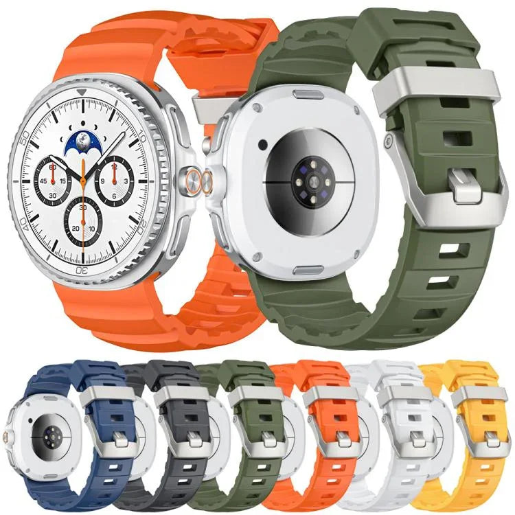 Bracelet de montre en silicone à boucle argentée, Pour Samsung Galaxy Watch8 / Watch8 Classic