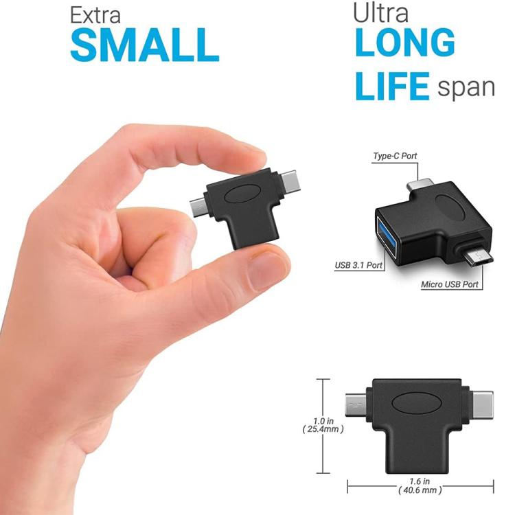 Convertisseur OTG JUNSUNMAY 2 en 1 USB 3.0 vers Micro USB et Type-C, 2 en 1