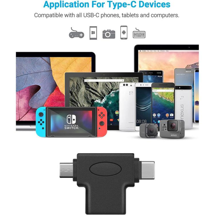 Convertisseur OTG JUNSUNMAY 2 en 1 USB 3.0 vers Micro USB et Type-C, 2 en 1