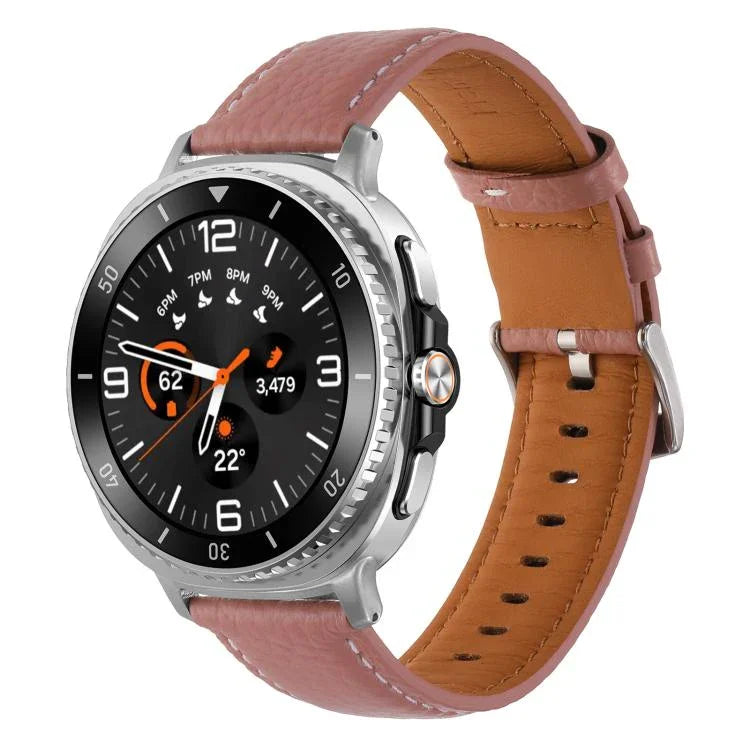 Bracelet de montre en cuir véritable texturé litchi, pour Samsung Galaxy Watch8 / Watch8 Classic