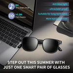 Lunettes intelligentes GL08 : commandes tactiles, microphone intégré pour les appels et expérience audio immersive.