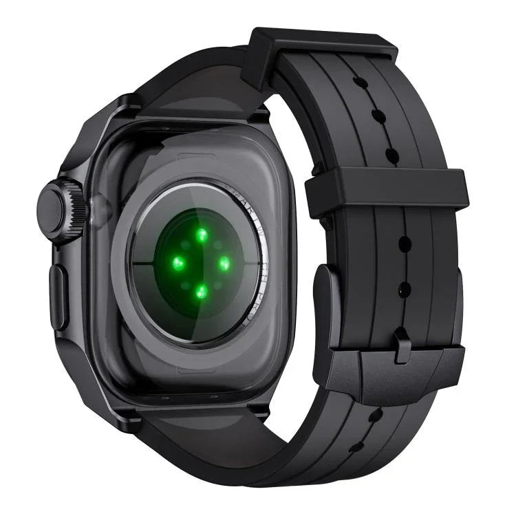 Bracelet de montre en silicone avec monture métallique intégrée, modèle réduit, pour Apple Watch Series 10 46 mm