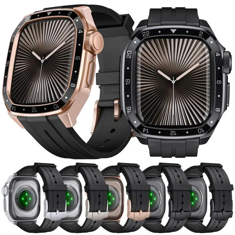 Bracelet de montre en silicone avec monture métallique intégrée, modèle réduit, pour Apple Watch Series 10 46 mm