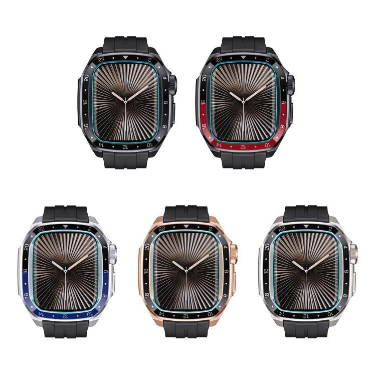 Bracelet de montre en silicone avec monture métallique intégrée, modèle réduit, pour Apple Watch Series 10 46 mm