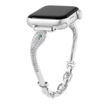 Bracelet de montre en cuivre avec incrustation de zircon et motif tête de serpent, compatible avec Apple Watch 46 mm / 49 mm / 45 mm / 44 mm et Apple Watch 42 mm / 41 mm / 40 mm / 38 mm.