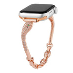 Bracelet de montre en cuivre avec incrustation de zircon et motif tête de serpent, compatible avec Apple Watch 46 mm / 49 mm / 45 mm / 44 mm et Apple Watch 42 mm / 41 mm / 40 mm / 38 mm.