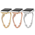 Bracelet de montre en cuivre avec incrustation de zircon et motif tête de serpent, compatible avec Apple Watch 46 mm / 49 mm / 45 mm / 44 mm et Apple Watch 42 mm / 41 mm / 40 mm / 38 mm.