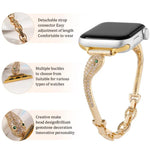 Bracelet de montre en cuivre avec incrustation de zircon et motif tête de serpent, compatible avec Apple Watch 46 mm / 49 mm / 45 mm / 44 mm et Apple Watch 42 mm / 41 mm / 40 mm / 38 mm.