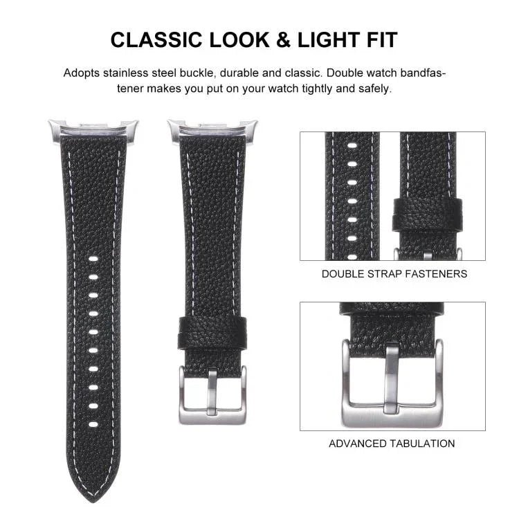 Bracelet de montre en cuir texturé litchi double face, pour Samsung Galaxy Watch8 / Watch8 Classic