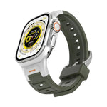 Bracelet de montre Pioneer en silicone coloré avec joint métallique, compatible avec Apple Watch 46 mm / 49 mm / 45 mm / 44 mm et Apple Watch 42 mm / 41 mm / 40 mm / 38 mm.