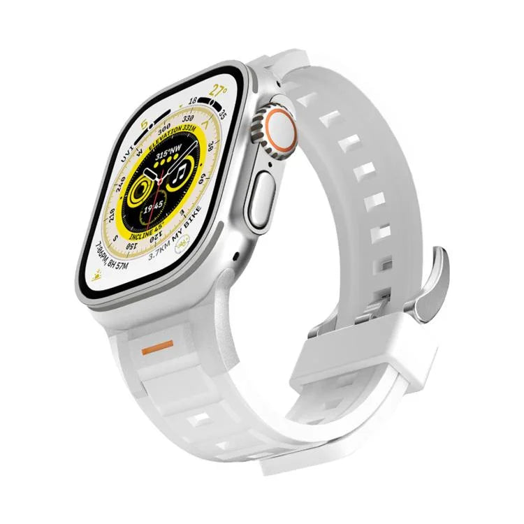 Bracelet de montre Pioneer en silicone coloré avec joint métallique, compatible avec Apple Watch 46 mm / 49 mm / 45 mm / 44 mm et Apple Watch 42 mm / 41 mm / 40 mm / 38 mm.