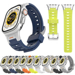 Bracelet de montre Pioneer en silicone coloré avec joint métallique, compatible avec Apple Watch 46 mm / 49 mm / 45 mm / 44 mm et Apple Watch 42 mm / 41 mm / 40 mm / 38 mm.