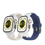 Bracelet de montre Pioneer en silicone coloré avec joint métallique, compatible avec Apple Watch 46 mm / 49 mm / 45 mm / 44 mm et Apple Watch 42 mm / 41 mm / 40 mm / 38 mm.