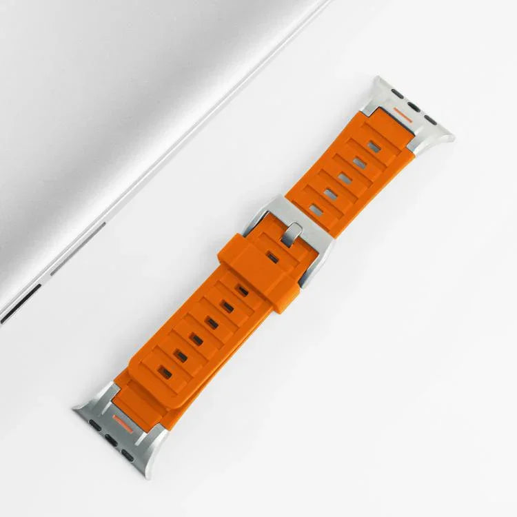 Bracelet de montre Pioneer en silicone coloré avec joint métallique, compatible avec Apple Watch 46 mm / 49 mm / 45 mm / 44 mm et Apple Watch 42 mm / 41 mm / 40 mm / 38 mm.