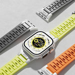 Bracelet de montre Pioneer en silicone coloré avec joint métallique, compatible avec Apple Watch 46 mm / 49 mm / 45 mm / 44 mm et Apple Watch 42 mm / 41 mm / 40 mm / 38 mm.