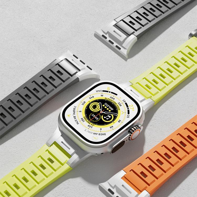 Bracelet de montre Pioneer en silicone coloré avec joint métallique, compatible avec Apple Watch 46 mm / 49 mm / 45 mm / 44 mm et Apple Watch 42 mm / 41 mm / 40 mm / 38 mm.