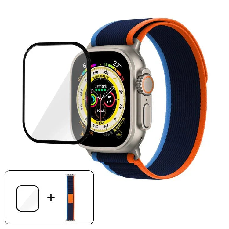 Bracelet de montre Wild Path Loop en nylon avec film incurvé 3D, pour Apple Watch Series 9/8/7 41 mm, Apple Watch 3/2/1 38 mm et Apple Watch 3/2/1 42 ​​mm.