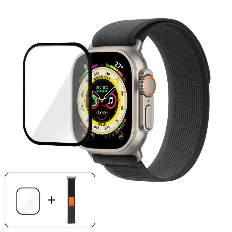 Bracelet de montre Wild Path Loop en nylon avec film incurvé 3D, pour Apple Watch Series 9/8/7 41 mm, Apple Watch 3/2/1 38 mm et Apple Watch 3/2/1 42 ​​mm.