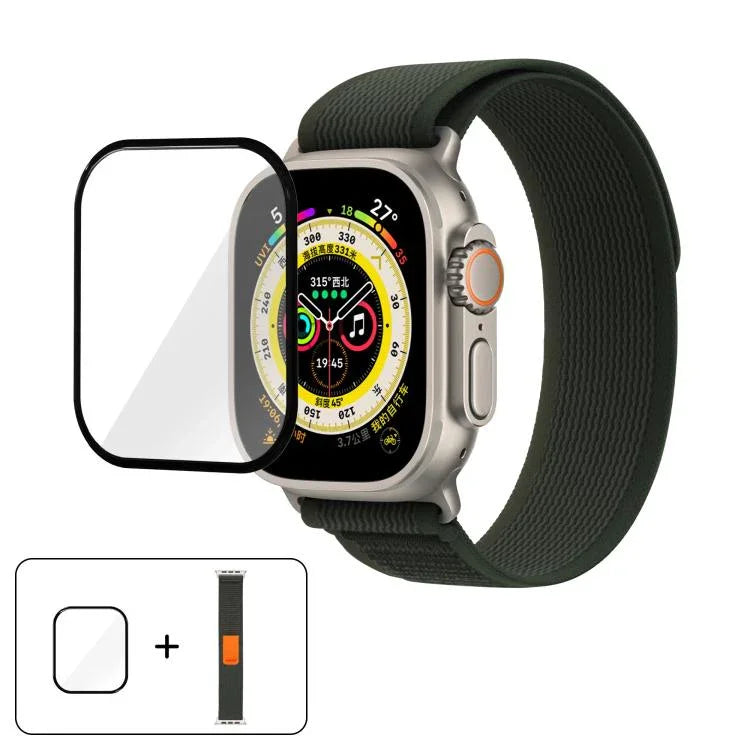 Bracelet de montre Wild Path Loop en nylon avec film incurvé 3D, pour Apple Watch 6/5/4/SE 40 mm, pour Apple Watch Ultra/2 49 mm, pour Apple Watch Series 9/8/7 45 mm