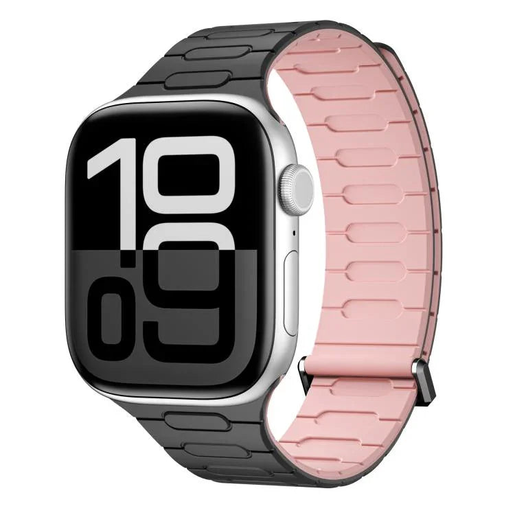 Bracelet de montre magnétique en silicone en forme de I, compatible avec les Apple Watch 46 mm / 49 mm / 45 mm / 44 mm et 42 mm / 41 mm / 40 mm / 38 mm.