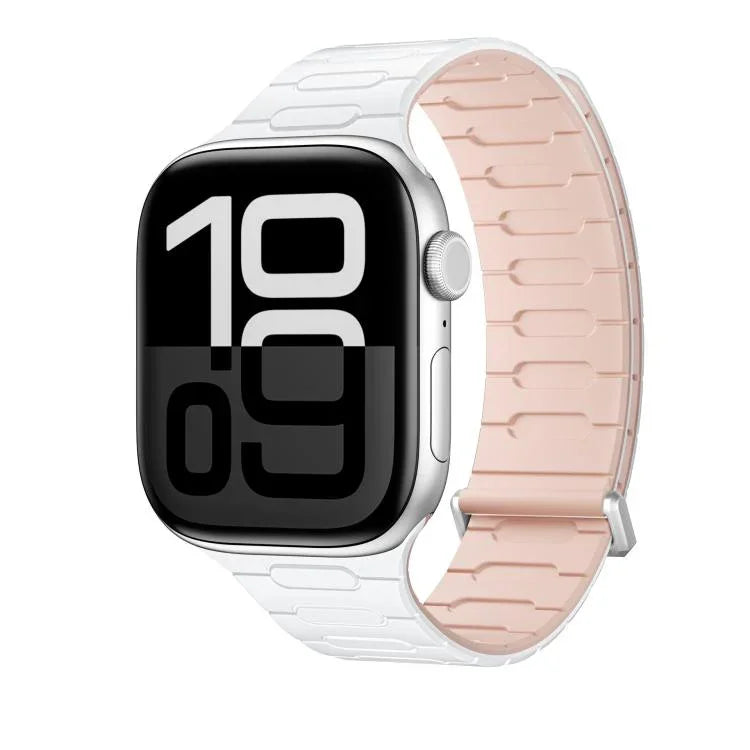Bracelet de montre magnétique en silicone en forme de I, compatible avec les Apple Watch 46 mm / 49 mm / 45 mm / 44 mm et 42 mm / 41 mm / 40 mm / 38 mm.