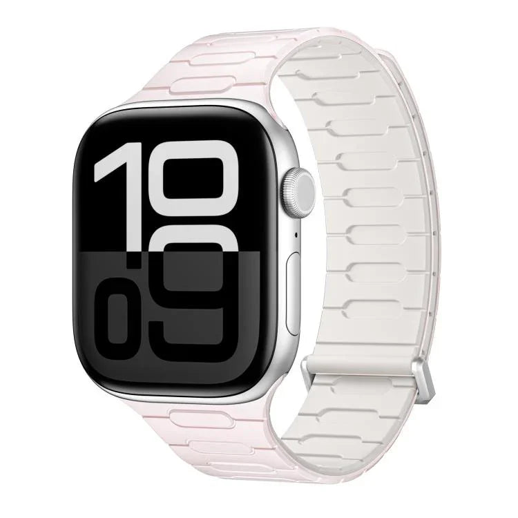 Bracelet de montre magnétique en silicone en forme de I, compatible avec les Apple Watch 46 mm / 49 mm / 45 mm / 44 mm et 42 mm / 41 mm / 40 mm / 38 mm.