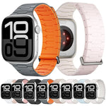 Bracelet de montre magnétique en silicone en forme de I, compatible avec les Apple Watch 46 mm / 49 mm / 45 mm / 44 mm et 42 mm / 41 mm / 40 mm / 38 mm.