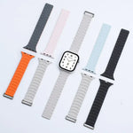 Bracelet de montre magnétique en silicone en forme de I, compatible avec les Apple Watch 46 mm / 49 mm / 45 mm / 44 mm et 42 mm / 41 mm / 40 mm / 38 mm.