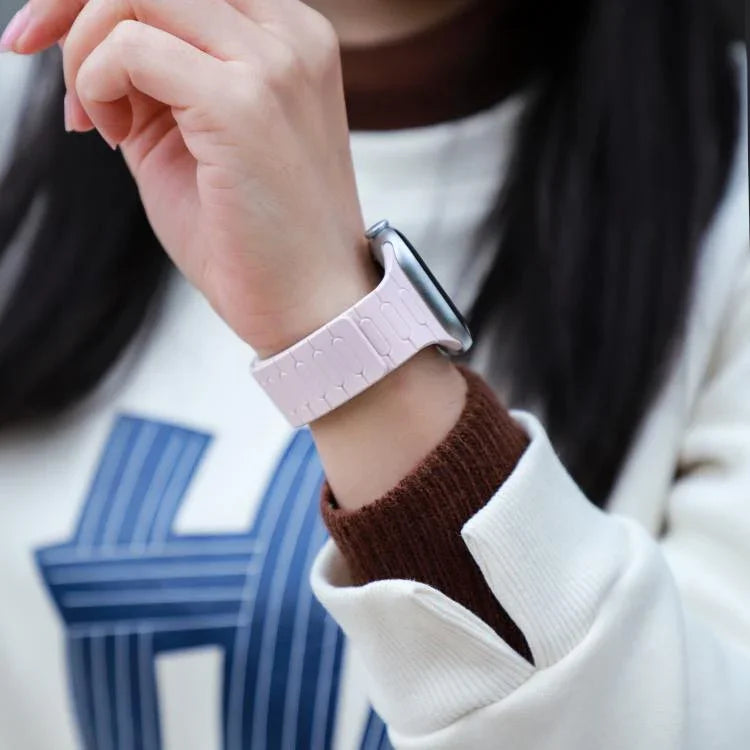 Bracelet de montre magnétique en silicone en forme de I, compatible avec les Apple Watch 46 mm / 49 mm / 45 mm / 44 mm et 42 mm / 41 mm / 40 mm / 38 mm.