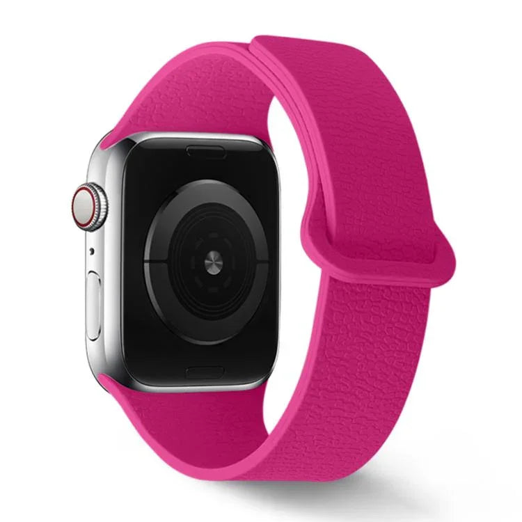 Bracelet de montre en silicone à boucle magnétique, motif litchi, compatible avec Apple Watch 46 mm / 49 mm / 45 mm / 44 mm et Apple Watch 42 mm / 41 mm / 40 mm / 38 mm.
