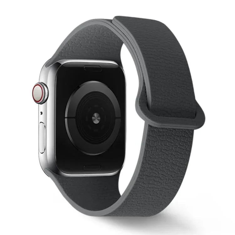 Bracelet de montre en silicone à boucle magnétique, motif litchi, compatible avec Apple Watch 46 mm / 49 mm / 45 mm / 44 mm et Apple Watch 42 mm / 41 mm / 40 mm / 38 mm.