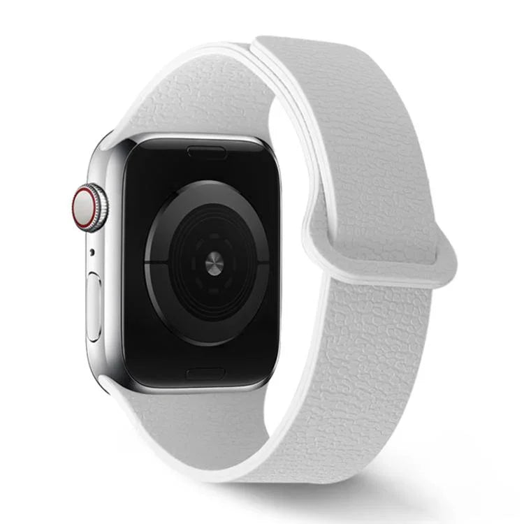 Bracelet de montre en silicone à boucle magnétique, motif litchi, compatible avec Apple Watch 46 mm / 49 mm / 45 mm / 44 mm et Apple Watch 42 mm / 41 mm / 40 mm / 38 mm.