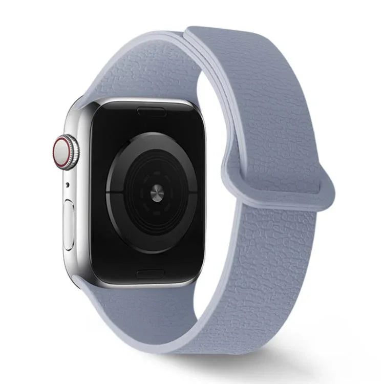 Bracelet de montre en silicone à boucle magnétique, motif litchi, compatible avec Apple Watch 46 mm / 49 mm / 45 mm / 44 mm et Apple Watch 42 mm / 41 mm / 40 mm / 38 mm.