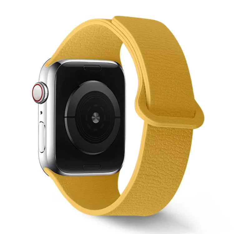 Bracelet de montre en silicone à boucle magnétique, motif litchi, compatible avec Apple Watch 46 mm / 49 mm / 45 mm / 44 mm et Apple Watch 42 mm / 41 mm / 40 mm / 38 mm.