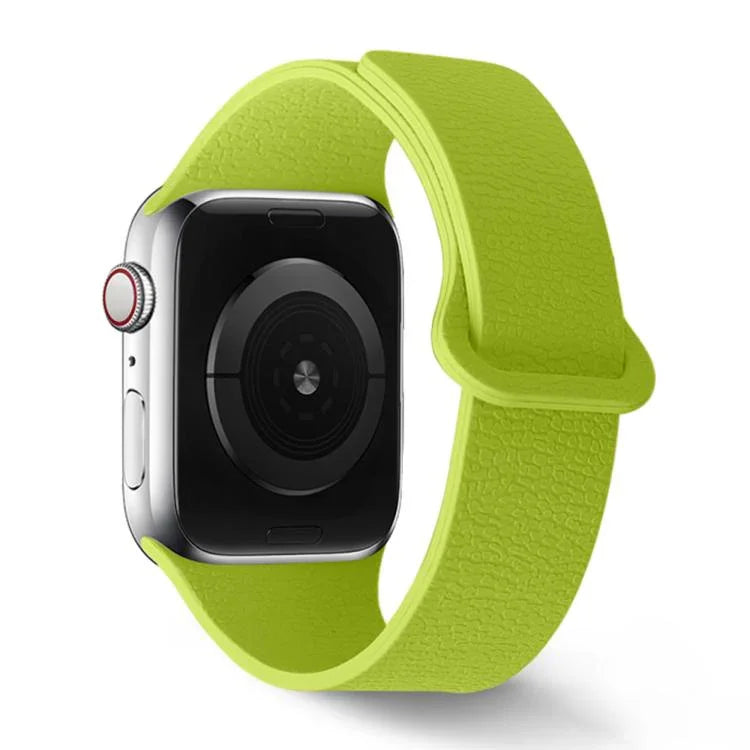 Bracelet de montre en silicone à boucle magnétique, motif litchi, compatible avec Apple Watch 46 mm / 49 mm / 45 mm / 44 mm et Apple Watch 42 mm / 41 mm / 40 mm / 38 mm.