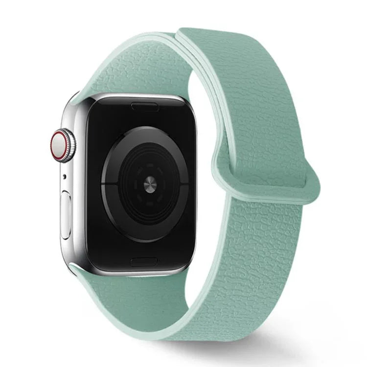 Bracelet de montre en silicone à boucle magnétique, motif litchi, compatible avec Apple Watch 46 mm / 49 mm / 45 mm / 44 mm et Apple Watch 42 mm / 41 mm / 40 mm / 38 mm.