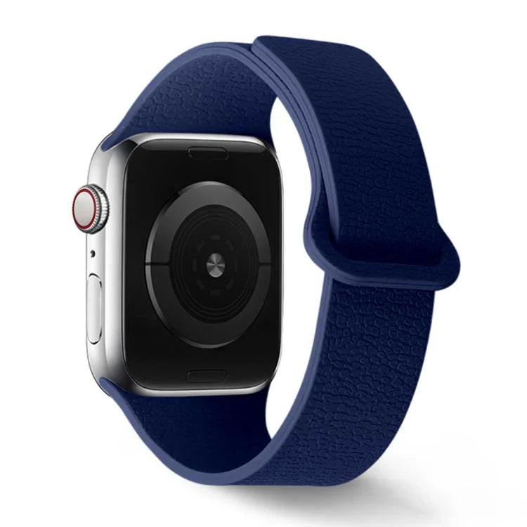 Bracelet de montre en silicone à boucle magnétique, motif litchi, compatible avec Apple Watch 46 mm / 49 mm / 45 mm / 44 mm et Apple Watch 42 mm / 41 mm / 40 mm / 38 mm.