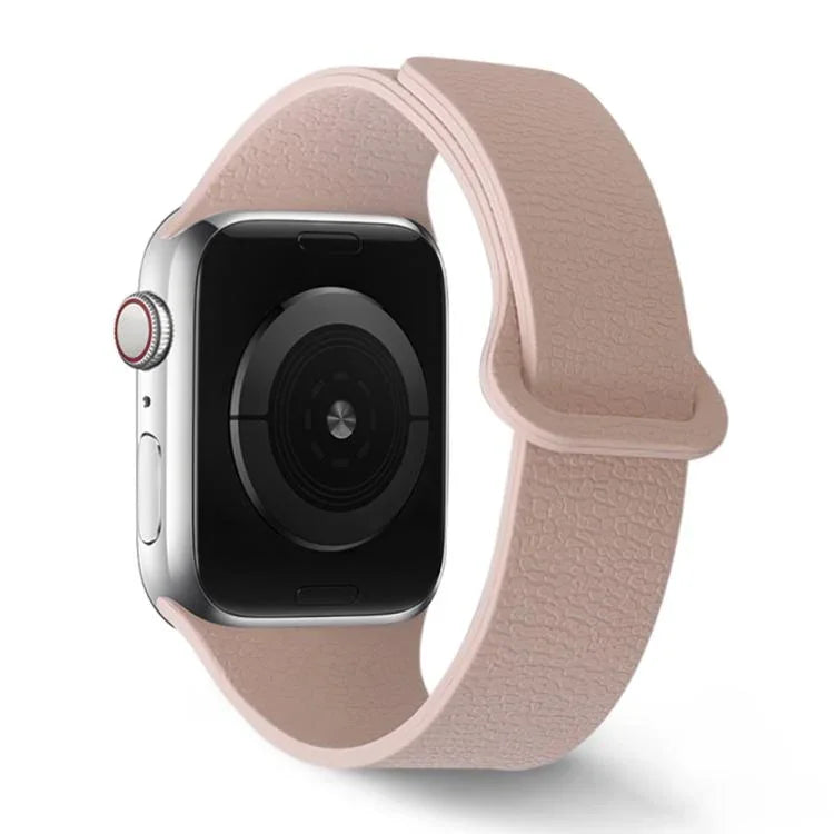 Bracelet de montre en silicone à boucle magnétique, motif litchi, compatible avec Apple Watch 46 mm / 49 mm / 45 mm / 44 mm et Apple Watch 42 mm / 41 mm / 40 mm / 38 mm.