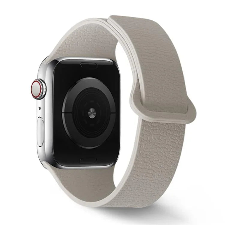 Bracelet de montre en silicone à boucle magnétique, motif litchi, compatible avec Apple Watch 46 mm / 49 mm / 45 mm / 44 mm et Apple Watch 42 mm / 41 mm / 40 mm / 38 mm.