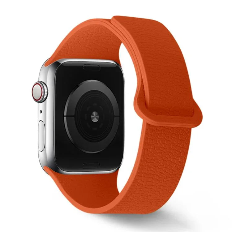 Bracelet de montre en silicone à boucle magnétique, motif litchi, compatible avec Apple Watch 46 mm / 49 mm / 45 mm / 44 mm et Apple Watch 42 mm / 41 mm / 40 mm / 38 mm.