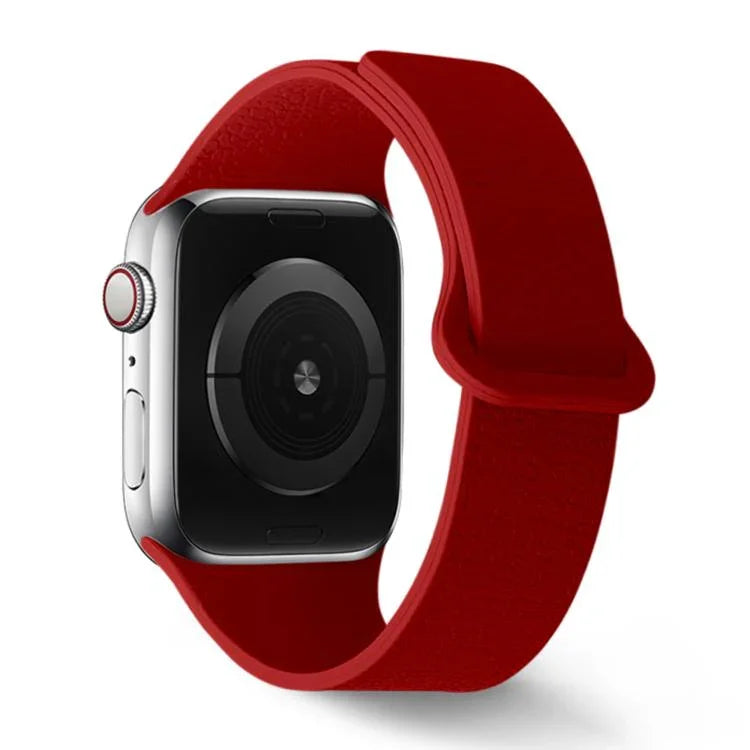 Bracelet de montre en silicone à boucle magnétique, motif litchi, compatible avec Apple Watch 46 mm / 49 mm / 45 mm / 44 mm et Apple Watch 42 mm / 41 mm / 40 mm / 38 mm.