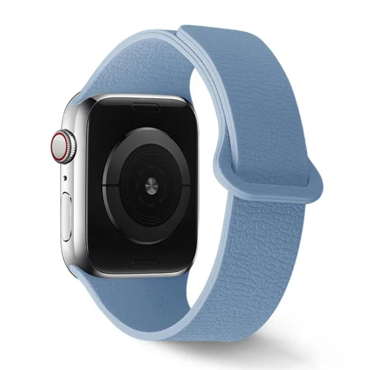 Bracelet de montre en silicone à boucle magnétique, motif litchi, compatible avec Apple Watch 46 mm / 49 mm / 45 mm / 44 mm et Apple Watch 42 mm / 41 mm / 40 mm / 38 mm.