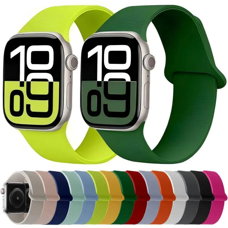 Bracelet de montre en silicone à boucle magnétique, motif litchi, compatible avec Apple Watch 46 mm / 49 mm / 45 mm / 44 mm et Apple Watch 42 mm / 41 mm / 40 mm / 38 mm.
