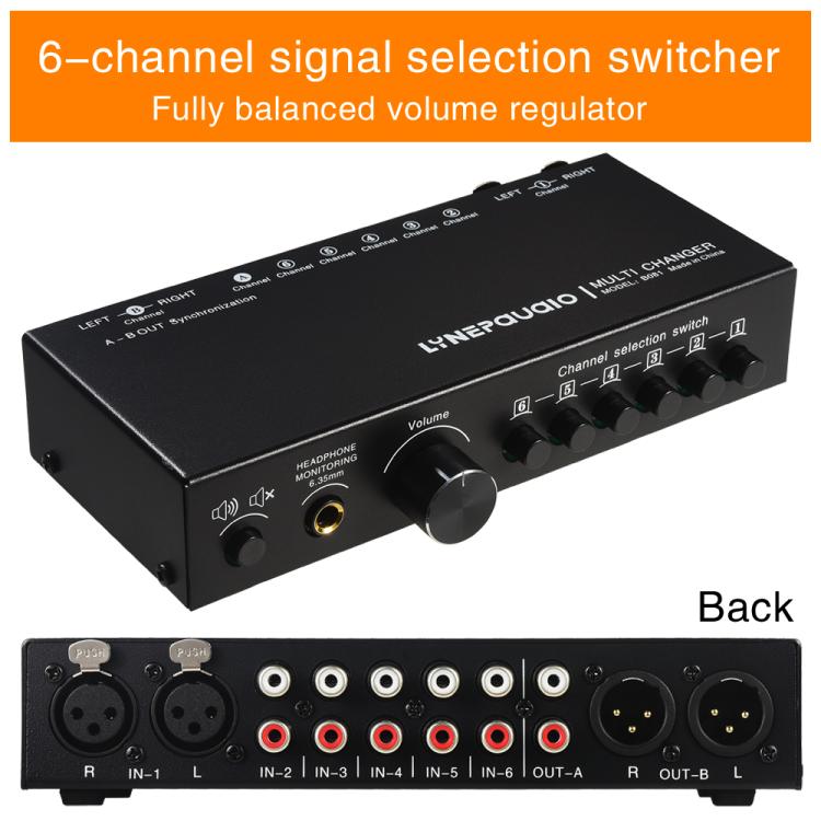 B081 Sélecteur Commutateur de Signal Audio 6 Entrées 3 Sorties Commutateur Multi-Canaux, Contrôleur de Volume Haut-Parleur Actif Passif Pleinement Équilibré Sélecteur RCA, B081