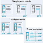Câble rétractable 3-en-1 FC1 70cm Type-C, chargeur téléphone USB PD3.0, QC3.0, prise EU, prise EU