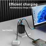 Câble rétractable 3-en-1 FC1 70cm Type-C, chargeur téléphone USB PD3.0, QC3.0, prise US, prise US