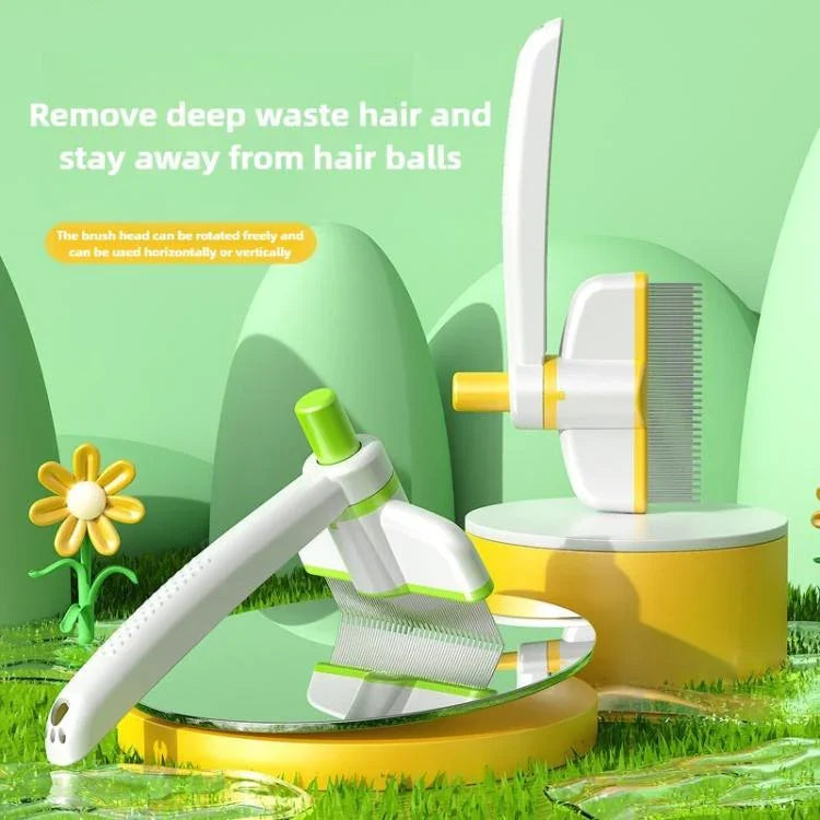 Pet Hair Removal Tool One Touch Rotating Fine Tooth Comb